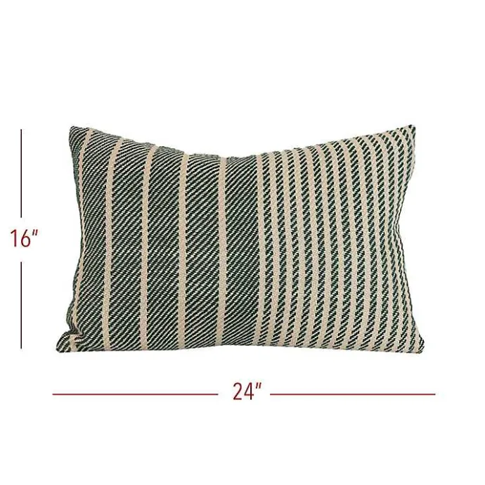 Sale Kirklands Home Green Woven Stripe Indoor/Outdoor Pillow