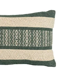 Hot Kirklands Home Green Woven Stripe Lumbar Pillow