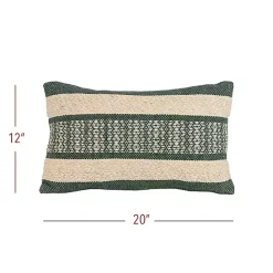 Hot Kirklands Home Green Woven Stripe Lumbar Pillow