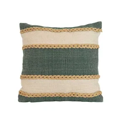 Kirklands Home Green Woven Wide Stripe Indoor/Outdoor Pillow