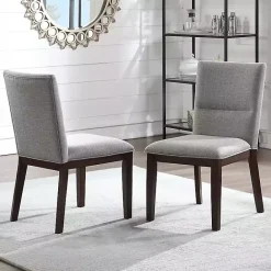 Kirklands Home Greige and Walnut Dining Chairs, Set of 2