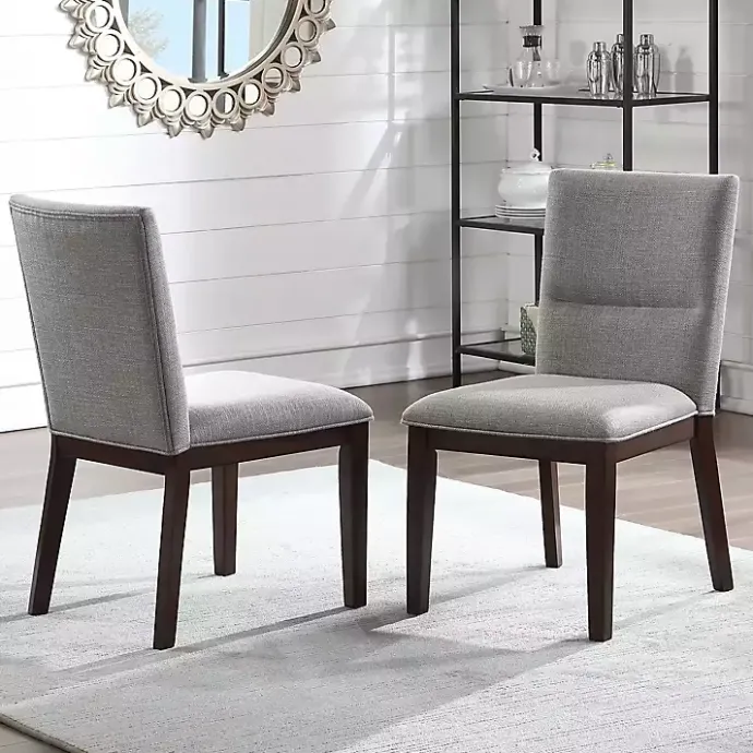 Kirklands Home Greige and Walnut Dining Chairs, Set of 2