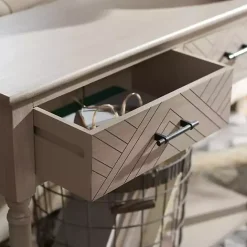 Discount Kirklands Home Greige Chevron 2-Drawer Console Table Gray