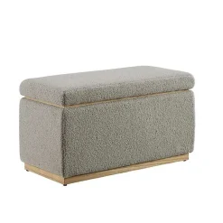 Best Kirklands Home Greige Sherpa & Pine Rectangle Storage Ottoman