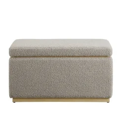 Best Kirklands Home Greige Sherpa & Pine Rectangle Storage Ottoman
