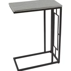 Sale Kirklands Home Gunmetal Black Geometric Metal C-Table Brown