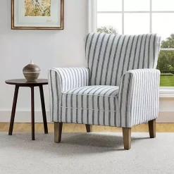 Hot Kirklands Home Gustaf Navy Striped Armchair