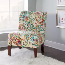 Outlet Kirklands Home Hailey Bright Paisley Curved Back Slipper Chair Multi