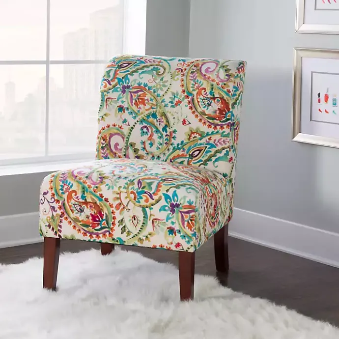 Outlet Kirklands Home Hailey Bright Paisley Curved Back Slipper Chair Multi