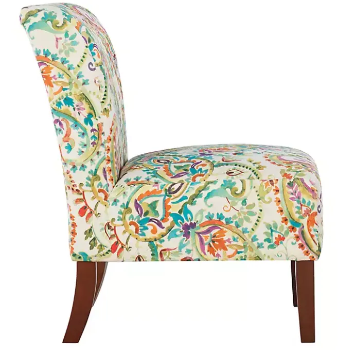 Outlet Kirklands Home Hailey Bright Paisley Curved Back Slipper Chair Multi