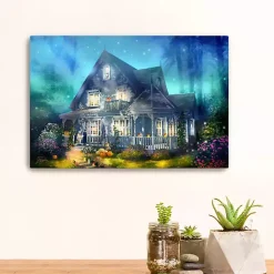 Sale Kirklands Home Halloween Mansion Canvas Art Print, 16x24 Blue