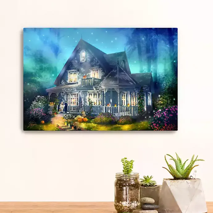 Sale Kirklands Home Halloween Mansion Canvas Art Print, 16x24 Blue