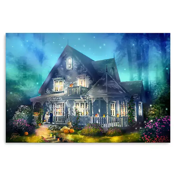 Clearance Kirklands Home Halloween Mansion Canvas Art Print, 32x48 Blue