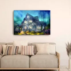 Clearance Kirklands Home Halloween Mansion Canvas Art Print, 32x48 Blue