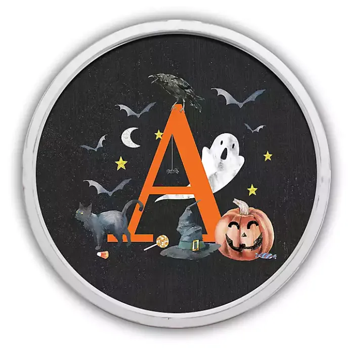 Outlet Kirklands Home Halloween Monogram A White Framed Wall Plaque