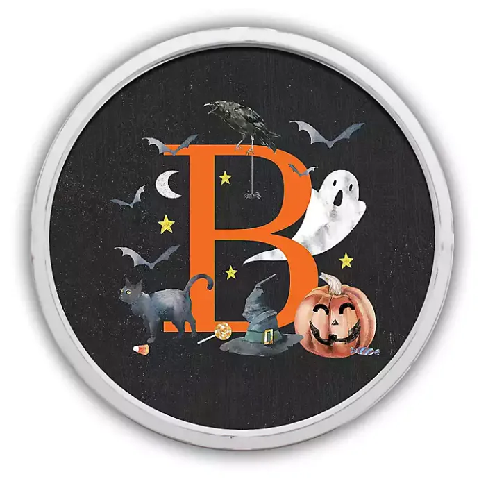 Outlet Kirklands Home Halloween Monogram B White Framed Wall Plaque