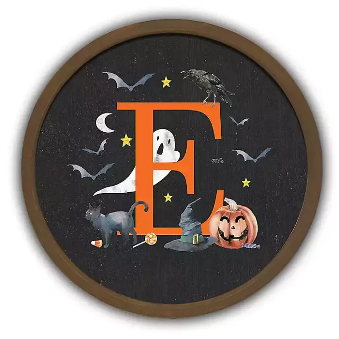 Sale Kirklands Home Halloween Monogram E Brown Framed Wall Plaque