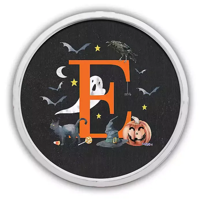 Outlet Kirklands Home Halloween Monogram E White Framed Wall Plaque