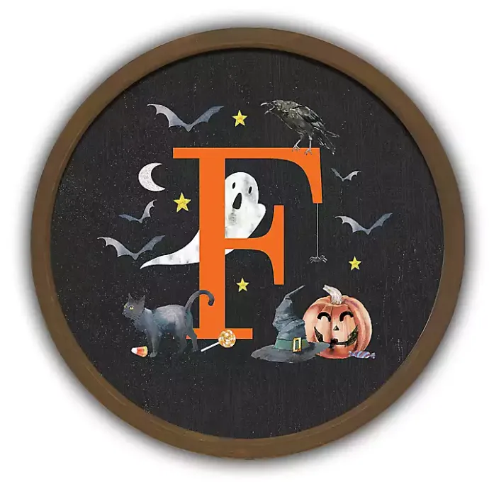 Outlet Kirklands Home Halloween Monogram F Brown Framed Wall Plaque