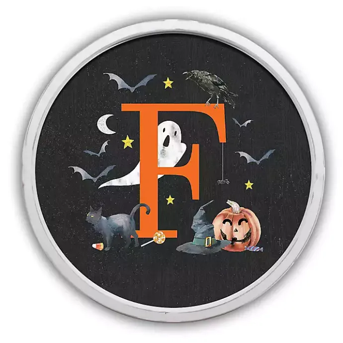 Outlet Kirklands Home Halloween Monogram F White Framed Wall Plaque