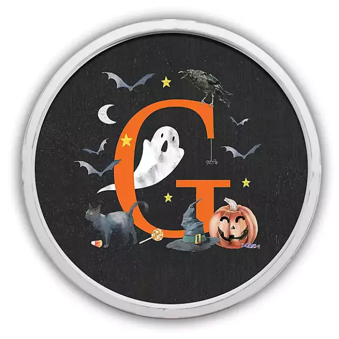 New Kirklands Home Halloween Monogram G White Framed Wall Plaque