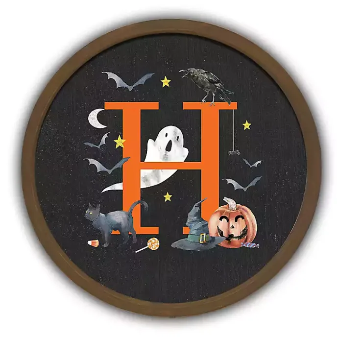 Online Kirklands Home Halloween Monogram H Brown Framed Wall Plaque