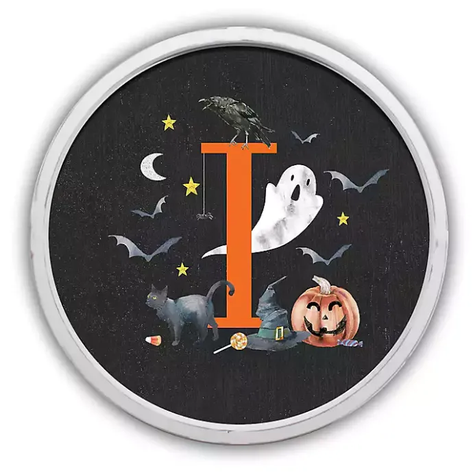 New Kirklands Home Halloween Monogram I White Framed Wall Plaque