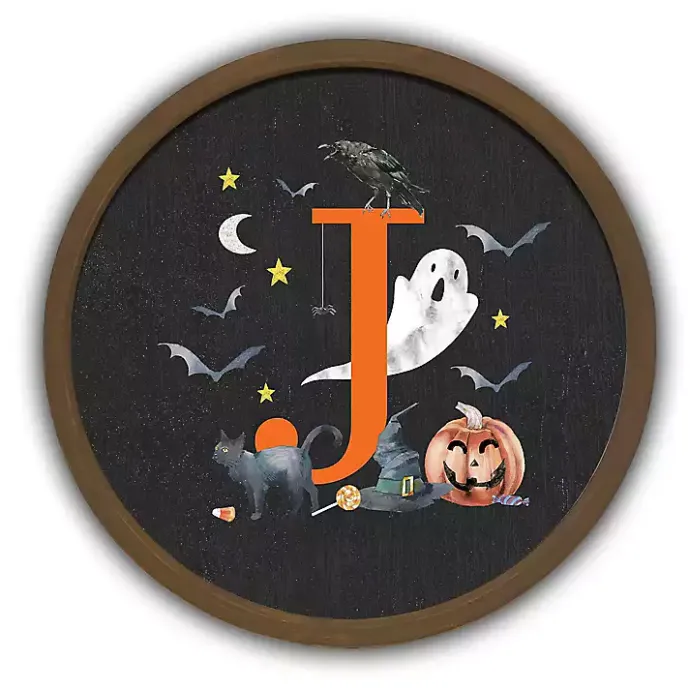 Best Kirklands Home Halloween Monogram J Brown Framed Wall Plaque
