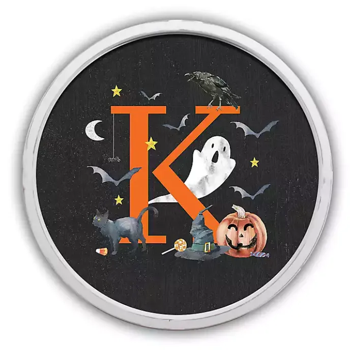 Outlet Kirklands Home Halloween Monogram K White Framed Wall Plaque