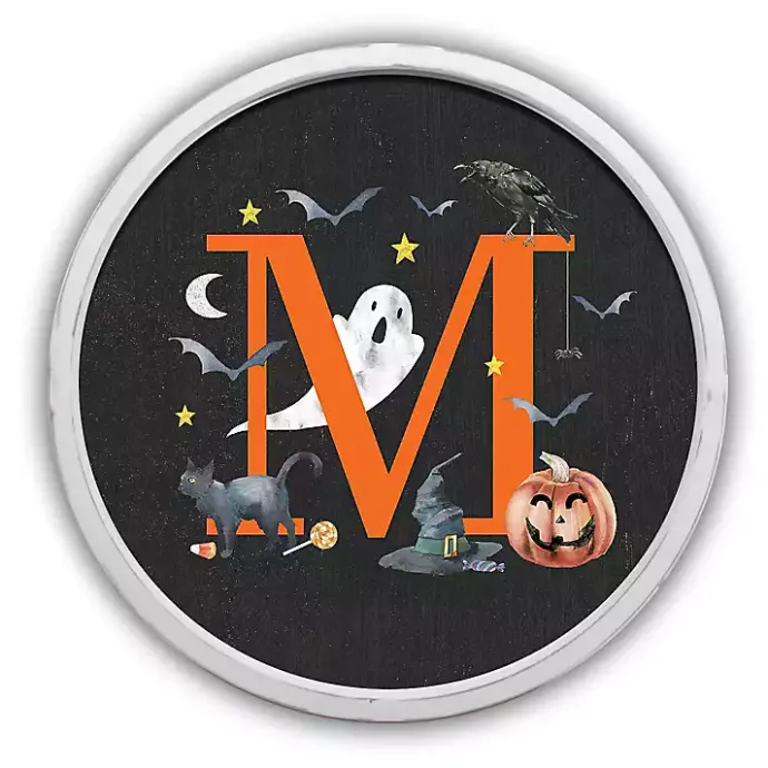 Kirklands Home Halloween Monogram M White Framed Wall Plaque