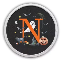 Kirklands Home Halloween Monogram N White Framed Wall Plaque