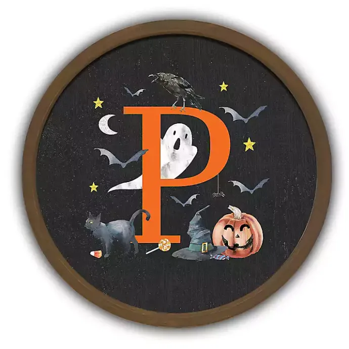 Outlet Kirklands Home Halloween Monogram P Brown Framed Wall Plaque