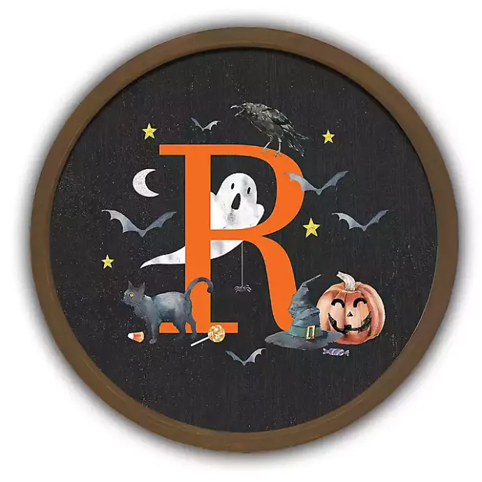 Discount Kirklands Home Halloween Monogram R Brown Framed Wall Plaque