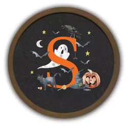 Hot Kirklands Home Halloween Monogram S Brown Framed Wall Plaque