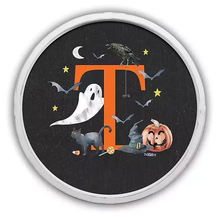 Hot Kirklands Home Halloween Monogram T White Framed Wall Plaque