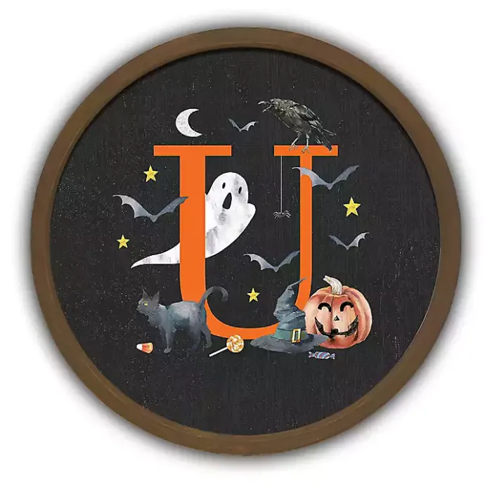 Hot Kirklands Home Halloween Monogram U Brown Framed Wall Plaque