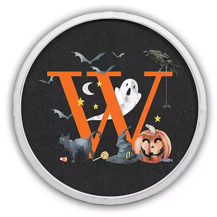 New Kirklands Home Halloween Monogram W White Framed Wall Plaque