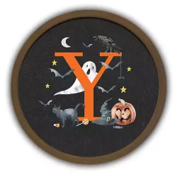 Clearance Kirklands Home Halloween Monogram Y Brown Framed Wall Plaque