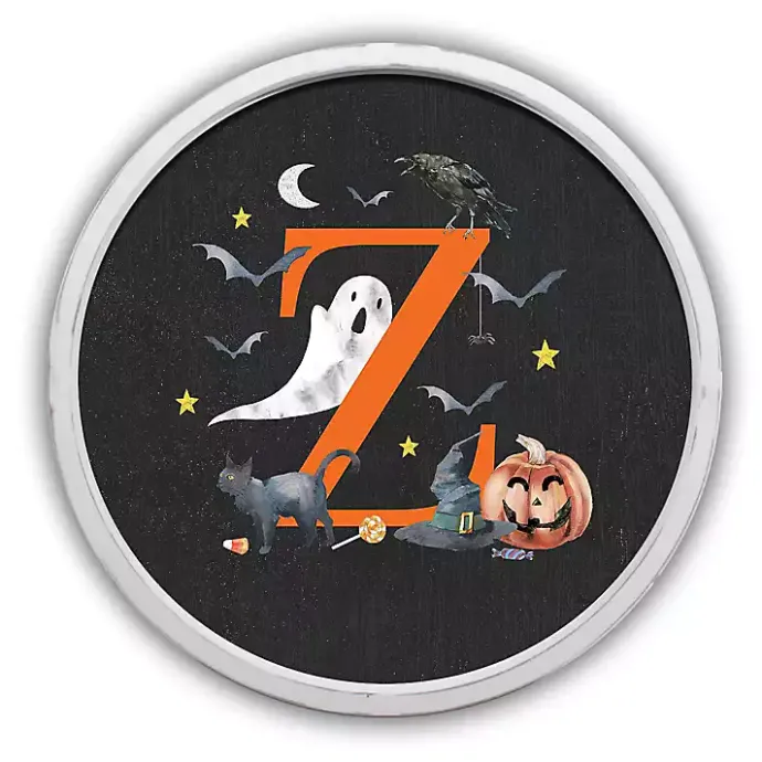 Outlet Kirklands Home Halloween Monogram Z White Framed Wall Plaque