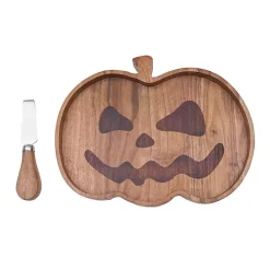 Best Kirklands Home Halloween Pumpkin Serving Board with Spreader Brown