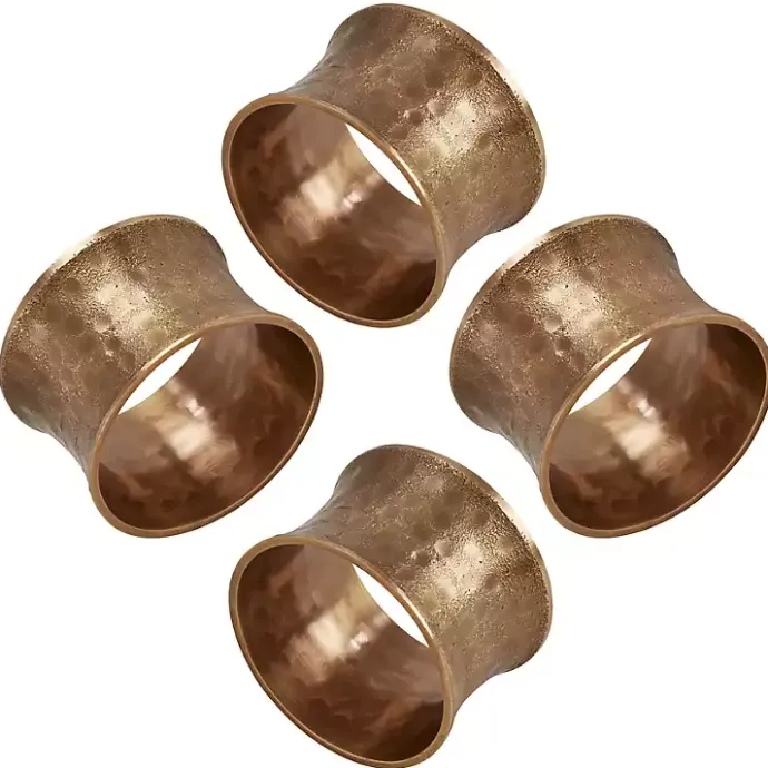 Outlet Kirklands Home Hammered Brass Inverted Napkin Rings, Set of 4 Gold