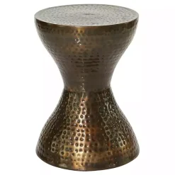 New Kirklands Home Hammered Bronze Iron Hourglass Accent Table Brown