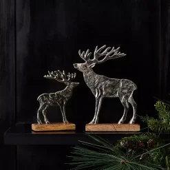 Best Kirklands Home Hammered Metal Deer Silhouette Figurines, Set of 2 Silver