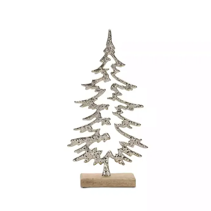 Outlet Kirklands Home Hammered Metal Pine Tree Figurines, Set of 2 Silver
