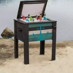 Clearance Kirklands Home Handcrafted Wood Anchor Outdoor Patio Cooler Gray