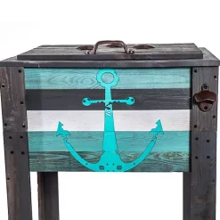 Clearance Kirklands Home Handcrafted Wood Anchor Outdoor Patio Cooler Gray
