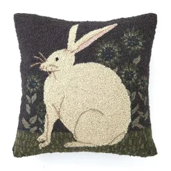 Discount Kirklands Home Handhooked Bunny in a Field Throw Pillow