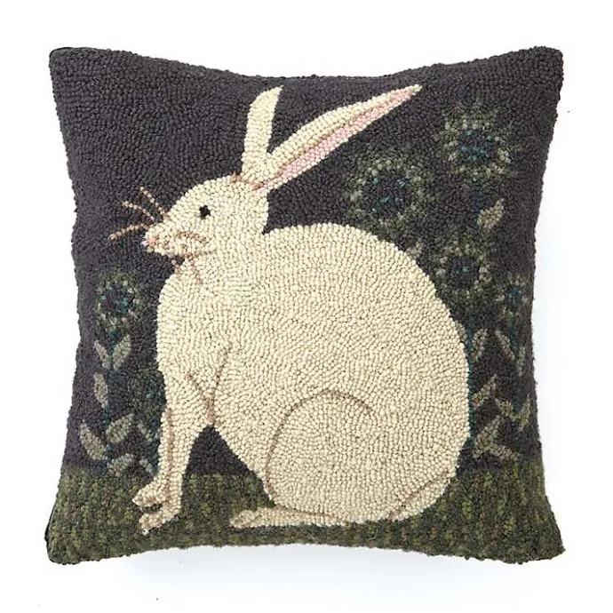 Discount Kirklands Home Handhooked Bunny in a Field Throw Pillow