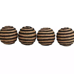 Discount Kirklands Home Handmade Black Stripe Jute Rope Orbs, Set of 4