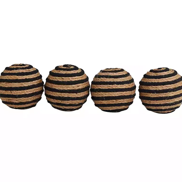 Discount Kirklands Home Handmade Black Stripe Jute Rope Orbs, Set of 4